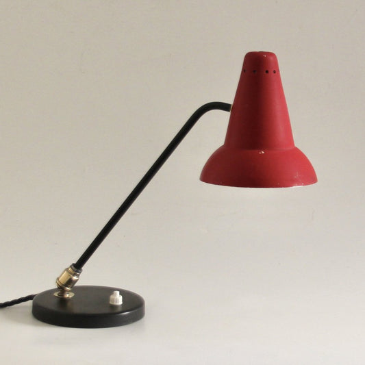 Mid-Century Adjustable Brass Table Lamp attributed to Jacques Biny for Luminalité, 1950s