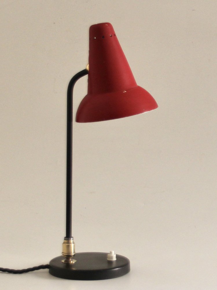 Mid-Century Adjustable Brass Table Lamp attributed to Jacques Biny for Luminalité, 1950s