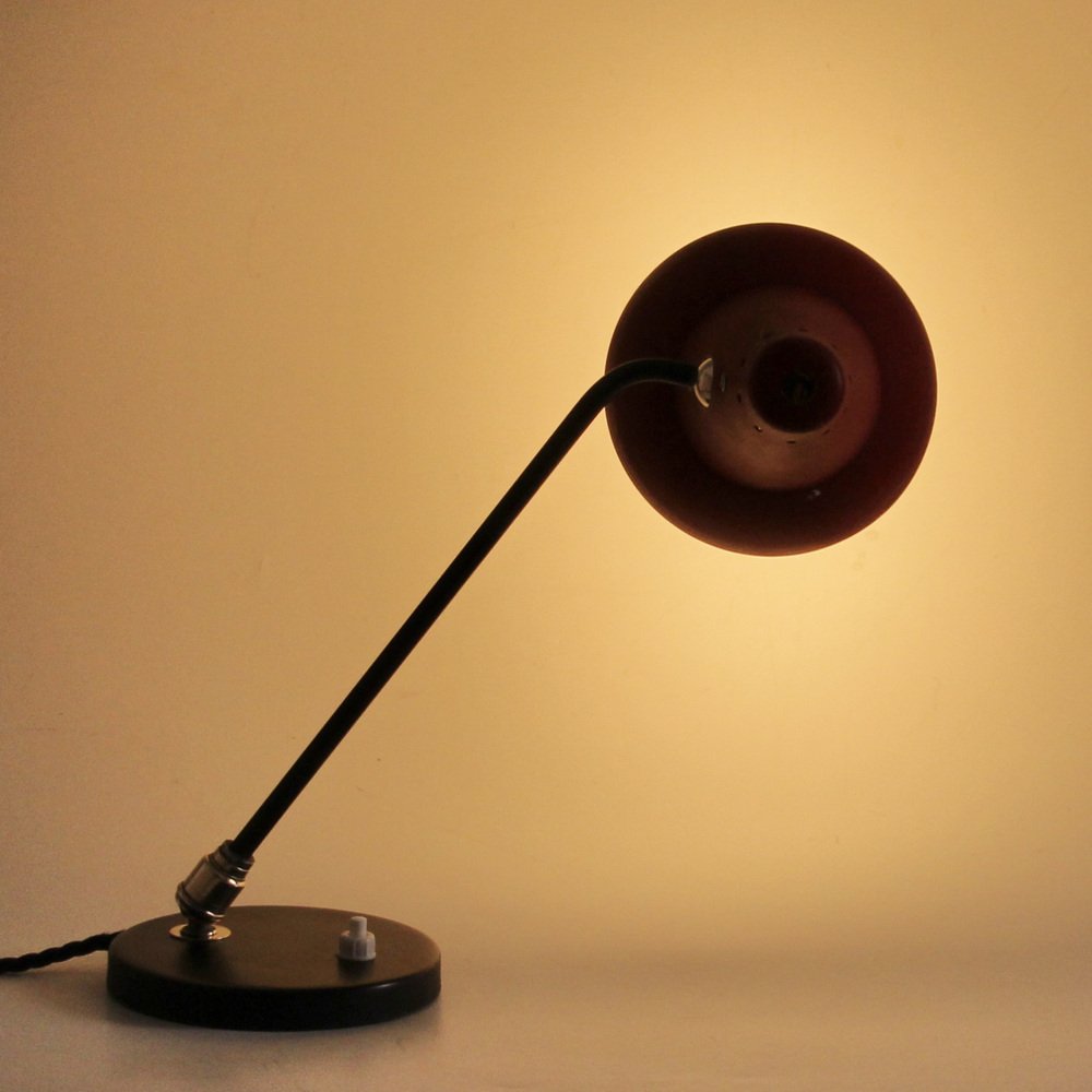 Mid-Century Adjustable Brass Table Lamp attributed to Jacques Biny for Luminalité, 1950s