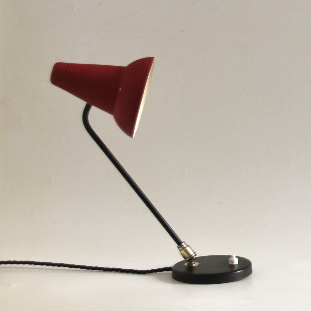 Mid-Century Adjustable Brass Table Lamp attributed to Jacques Biny for Luminalité, 1950s