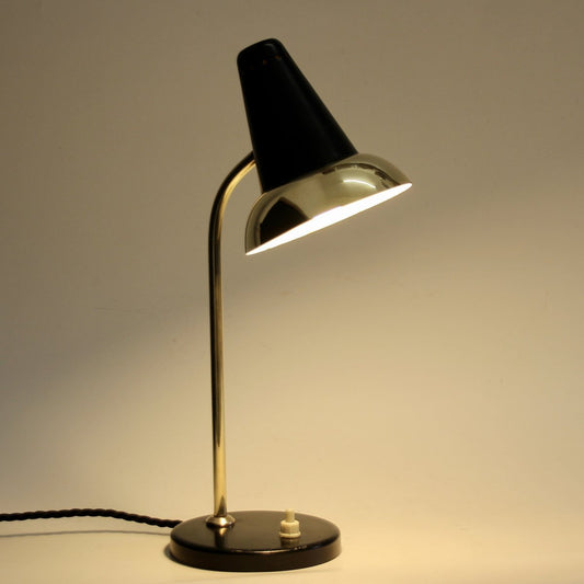 Mid-Century Adjustable Brass Table Lamp Attributed to Jacques Biny for Luminalité, 1950s