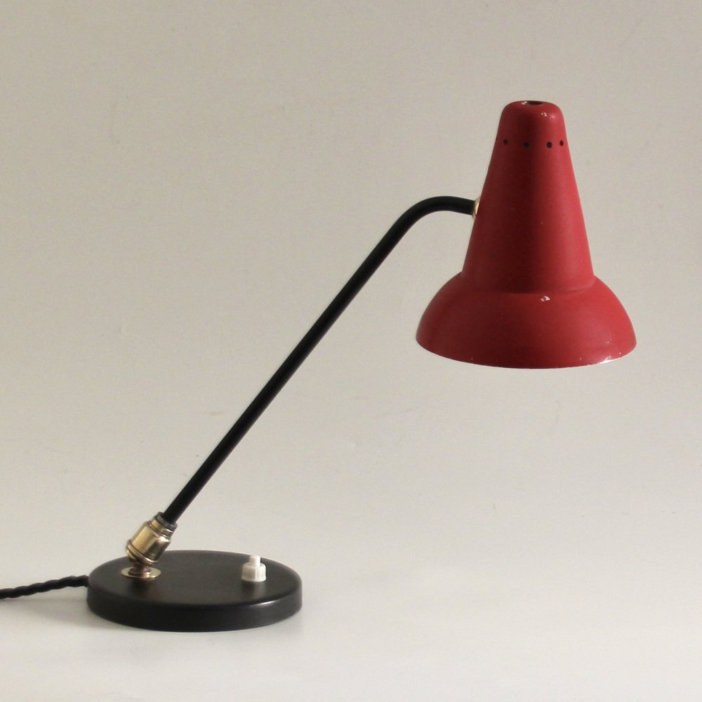 Mid-Century Adjustable Brass Table Lamp attributed to Jacques Biny for Luminalité, 1950s