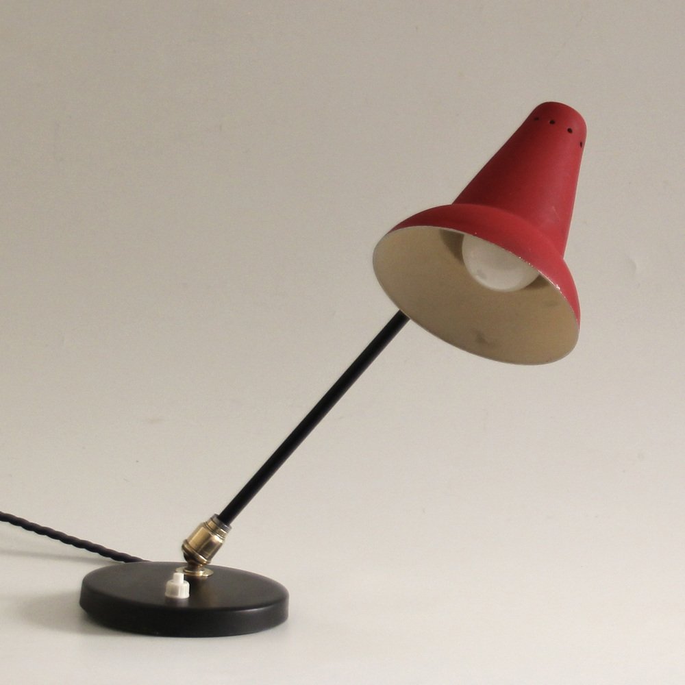 Mid-Century Adjustable Brass Table Lamp attributed to Jacques Biny for Luminalité, 1950s