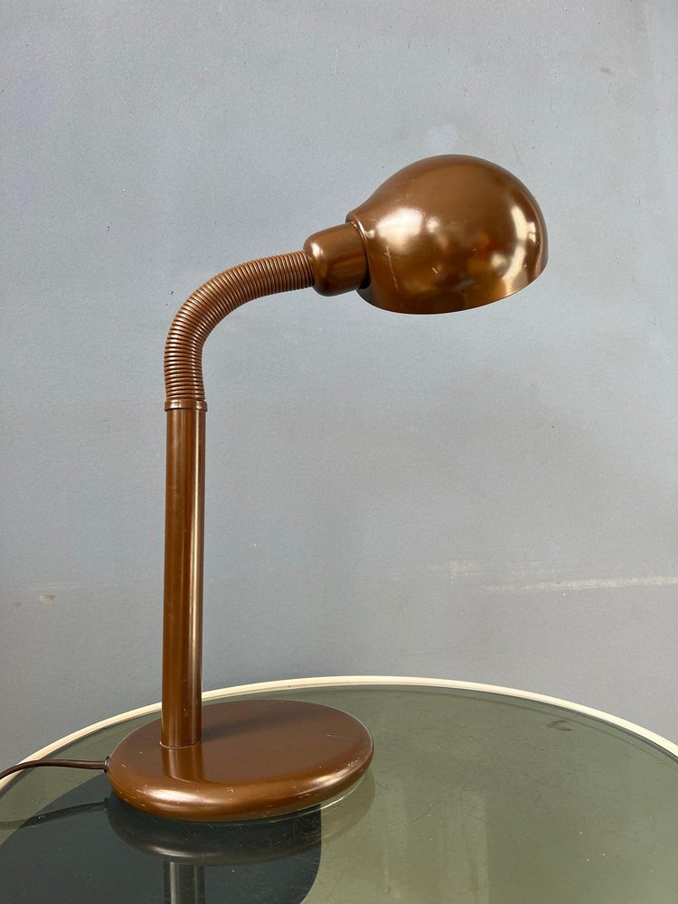 Mid-Century Adjustable Brown Snake Table Lamp