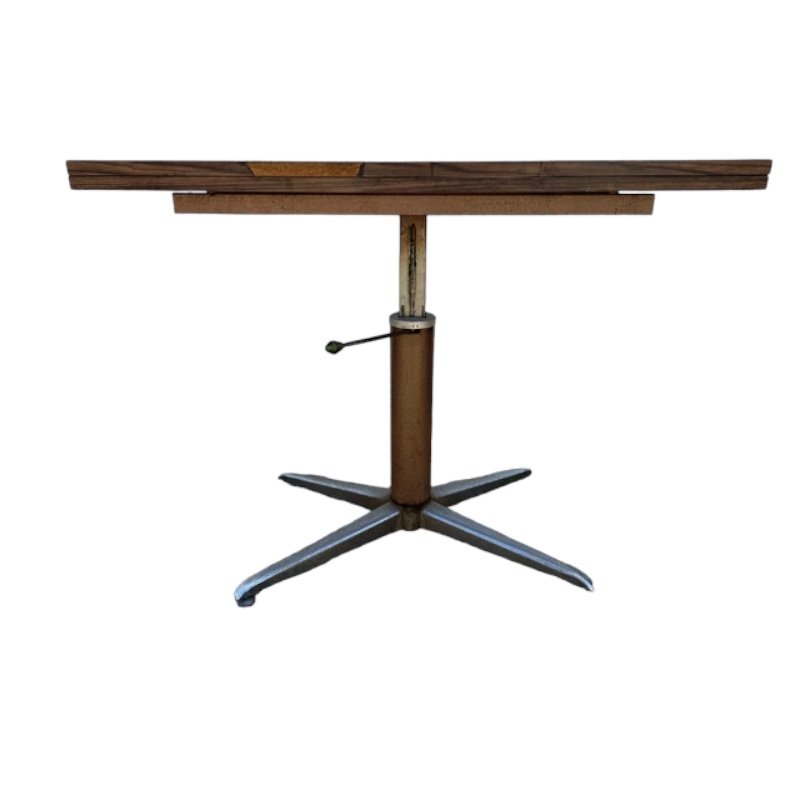 Mid-Century Adjustable Dining Table with Chrome Legs by Frima