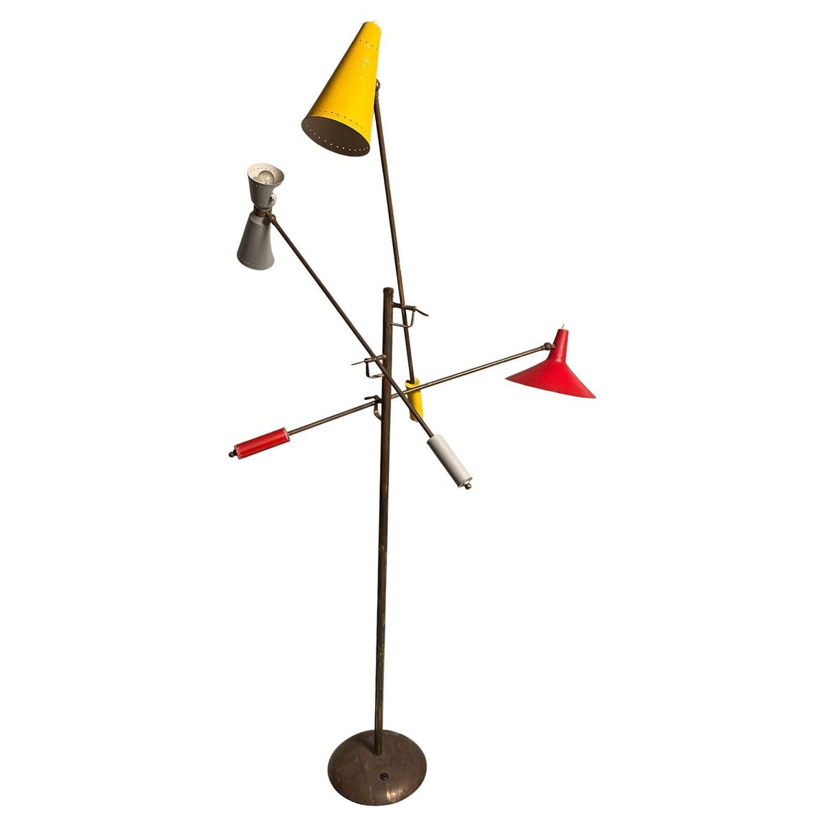 Mid-Century Adjustable Floor Lamp in Brass from Stilnovo, Italy, 1950s