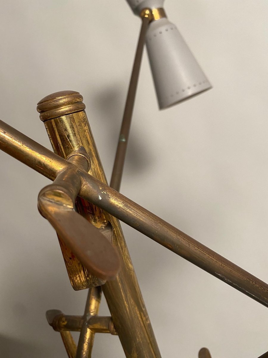 Mid-Century Adjustable Floor Lamp in Brass from Stilnovo, Italy, 1950s