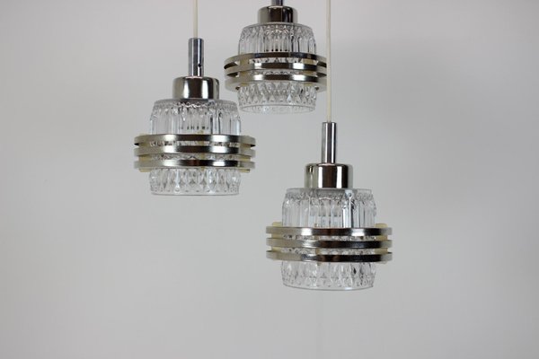 Mid-Century Adjustable Glass Chandelier by Pokrok Zilina, 1970s-TZ-1351391