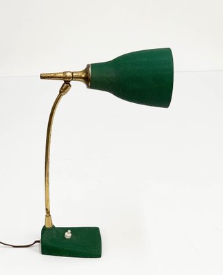 Mid-Century Adjustable Green Brass and Cast Iron Table Lamp by Gebrüder Cosack, 1950s-JDR-1126095