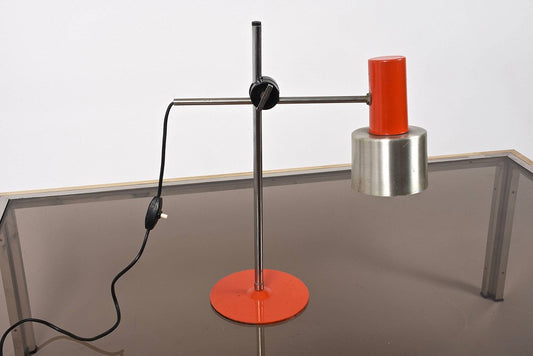 Mid-Century Adjustable Orange Metal and Aluminum Table Lamp by Bruno Gatta for Stilnovo, 1960s