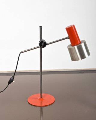 Mid-Century Adjustable Orange Metal and Aluminum Table Lamp by Bruno Gatta for Stilnovo, 1960s