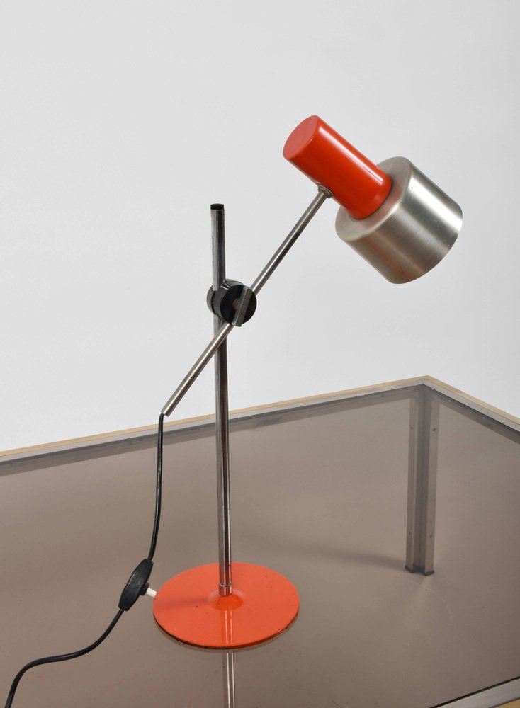 Mid-Century Adjustable Orange Metal and Aluminum Table Lamp by Bruno Gatta for Stilnovo, 1960s