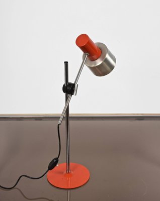 Mid-Century Adjustable Orange Metal and Aluminum Table Lamp by Bruno Gatta for Stilnovo, 1960s-JDR-1125859