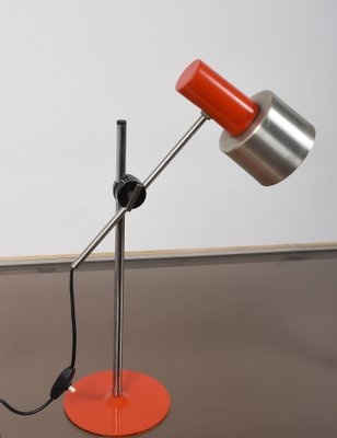 Mid-Century Adjustable Orange Metal and Aluminum Table Lamp by Bruno Gatta for Stilnovo, 1960s