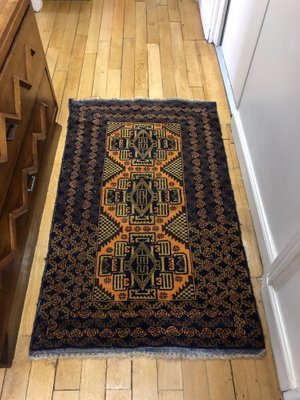 Mid-Century Afghan Belutch Blue Rug-AVC-562881