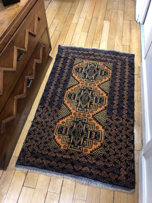 Mid-Century Afghan Belutch Blue Rug-AVC-562881