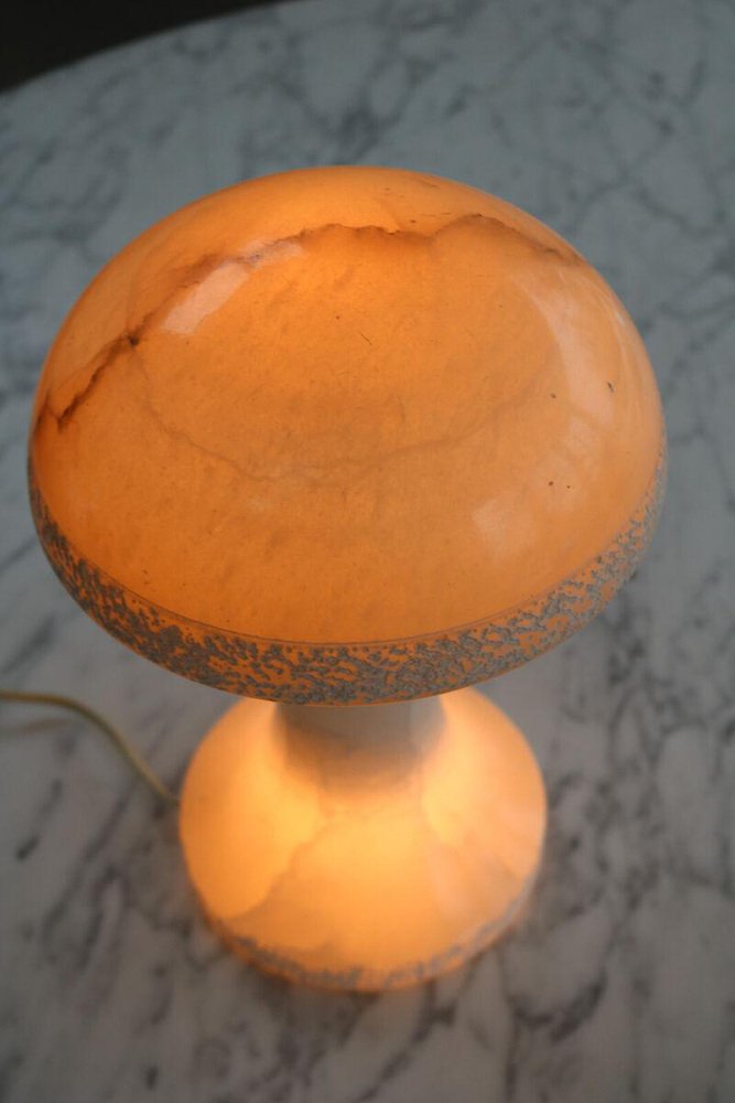 Mid-Century Alabaster Mushroom Table Lamp, Italy, 1960s