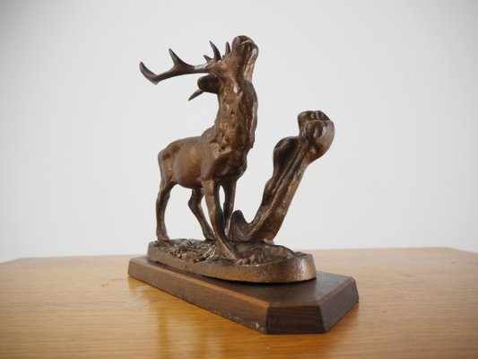 Mid-Century Alloy Deer Sculpture, Czechoslovakia, 1960s-TZ-1107745