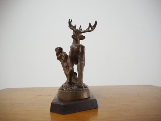 Mid-Century Alloy Deer Sculpture, Czechoslovakia, 1960s-TZ-1107745