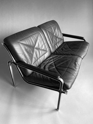 Mid-Century Aluminium and Black Leather Sofa by Andre Vanden Beuck-IEI-987770