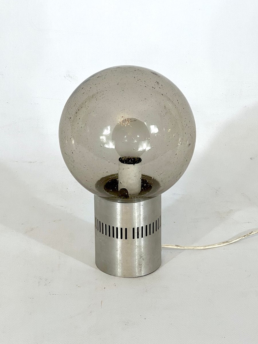 Mid-Century Aluminum and Bullicante Glass Table Lamp from Stilux Milano