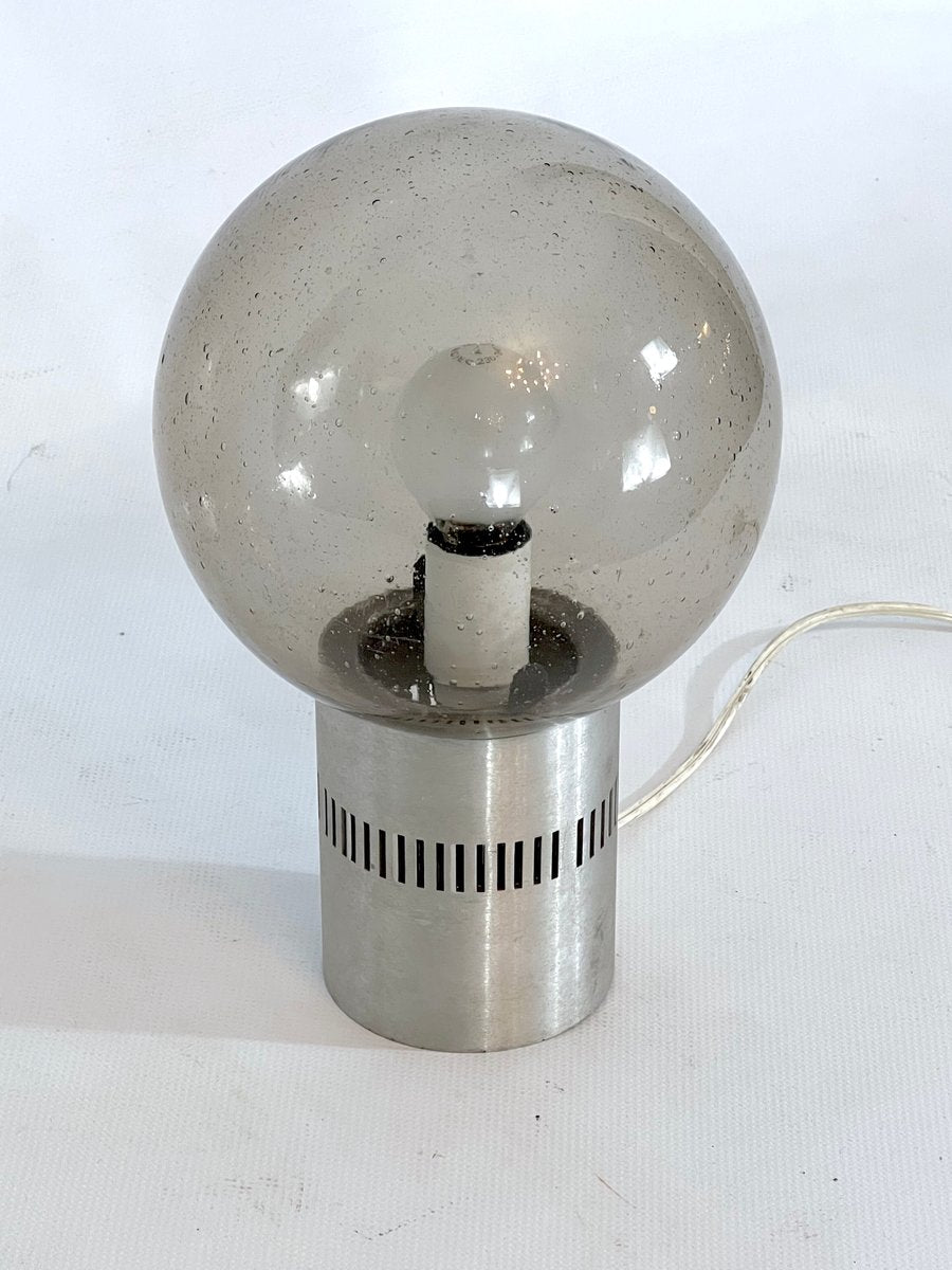 Mid-Century Aluminum and Bullicante Glass Table Lamp from Stilux Milano