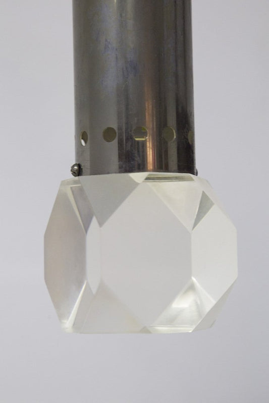 Mid-Century Aluminum and Glass Pendant from Stilux Milano, 1950s