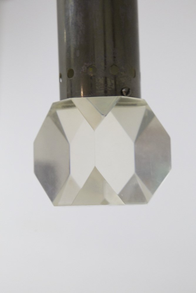 Mid-Century Aluminum and Glass Pendant from Stilux Milano, 1950s