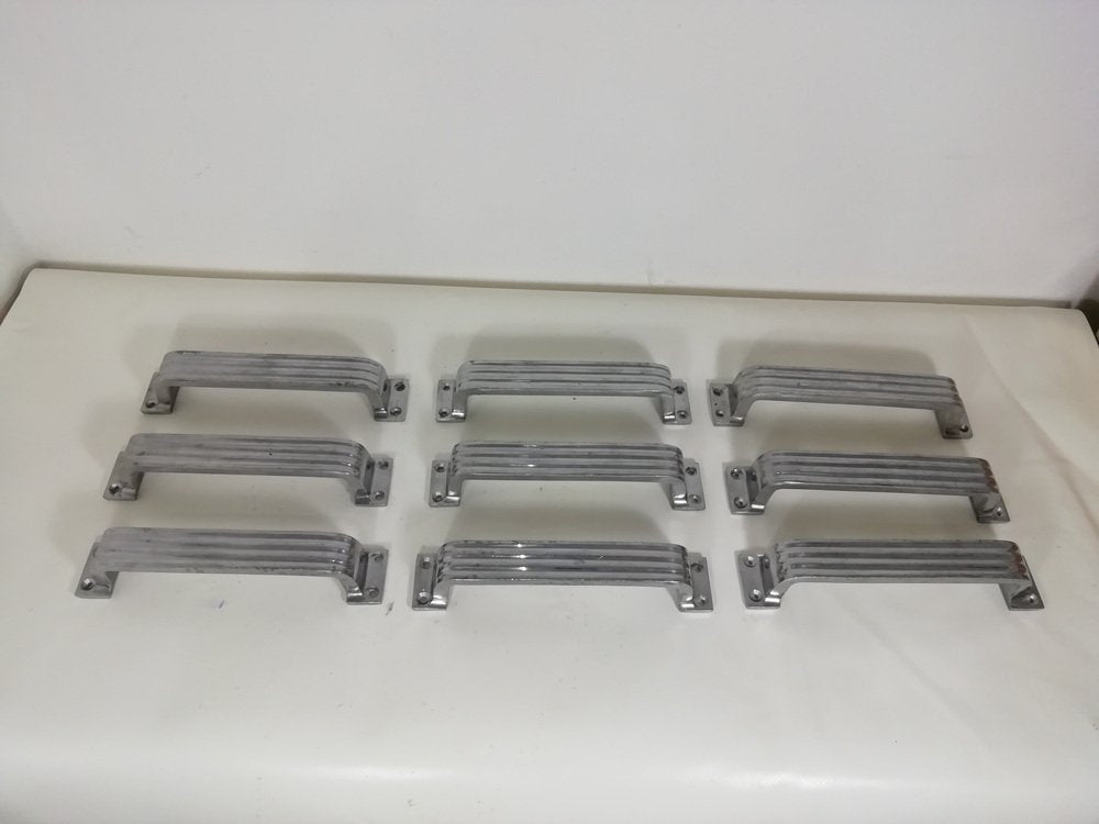 Mid-Century Aluminum Handles, Set of 9