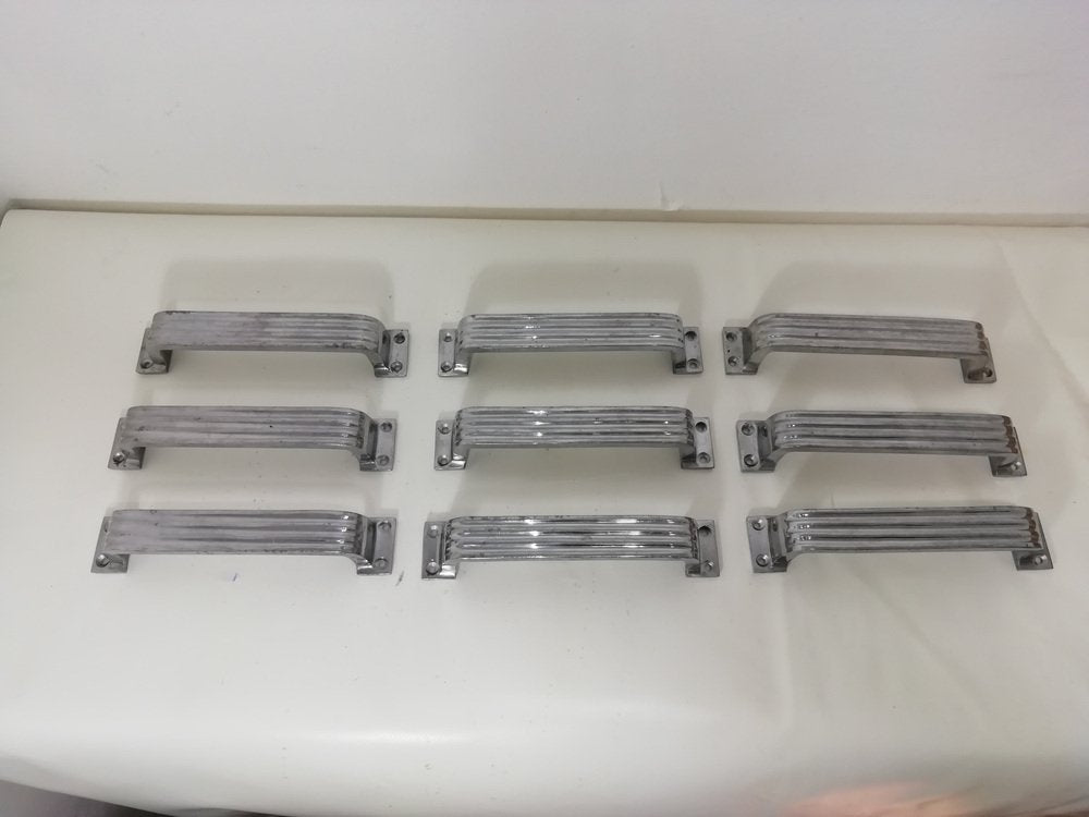 Mid-Century Aluminum Handles, Set of 9