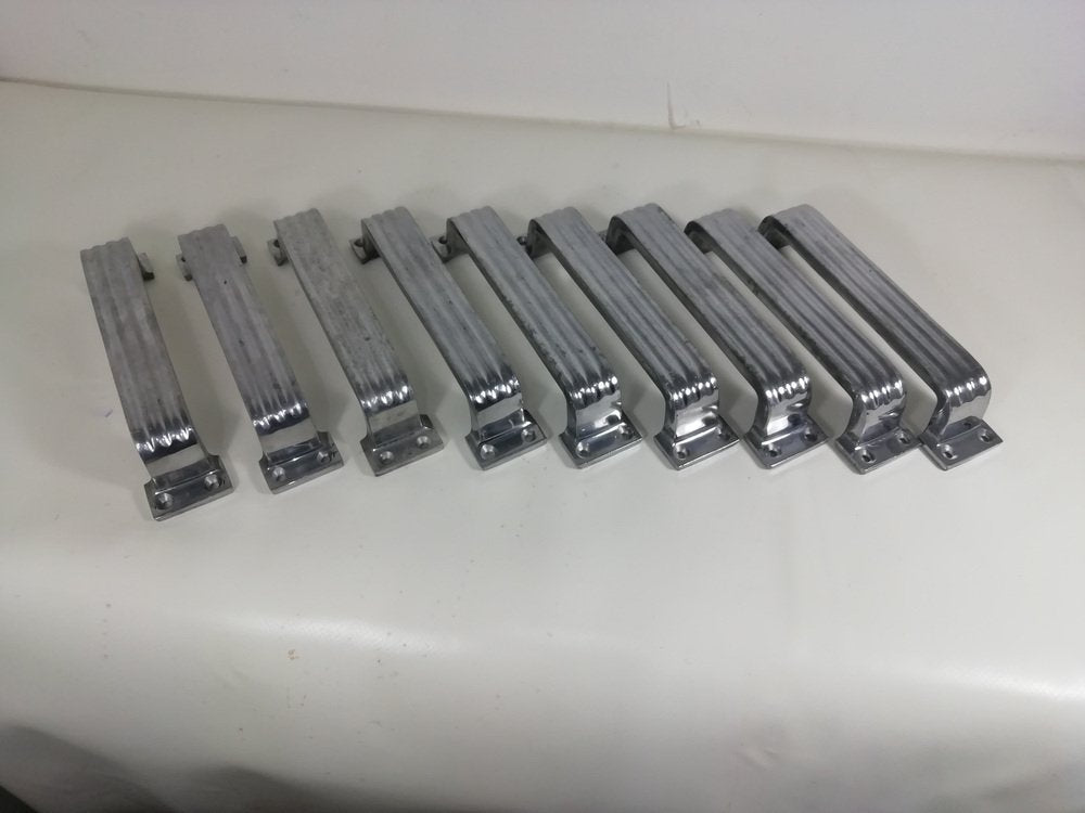 Mid-Century Aluminum Handles, Set of 9