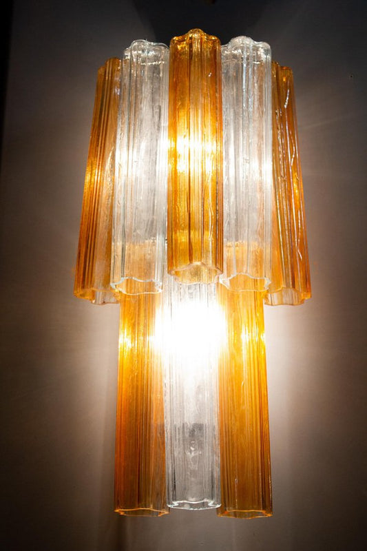 Mid-Century Amber and Clear Murano Glass Sconce