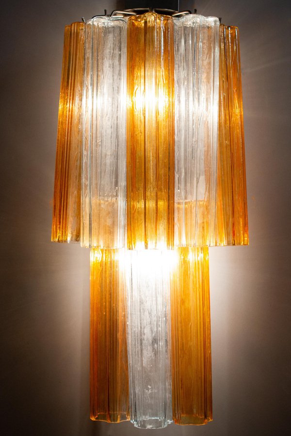 Mid-Century Amber and Clear Murano Glass Sconce