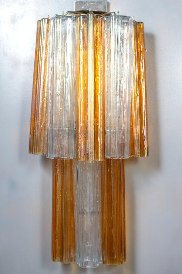 Mid-Century Amber and Clear Murano Glass Sconce