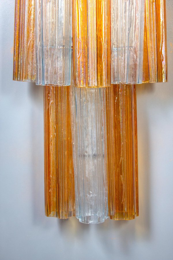 Mid-Century Amber and Clear Murano Glass Sconce