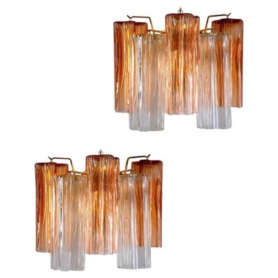 Mid-Century Amber and Clear Murano Glass Sconce, Set of 2-MBH-1032474