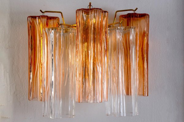 Mid-Century Amber and Clear Murano Glass Sconce, Set of 2-MBH-1032474