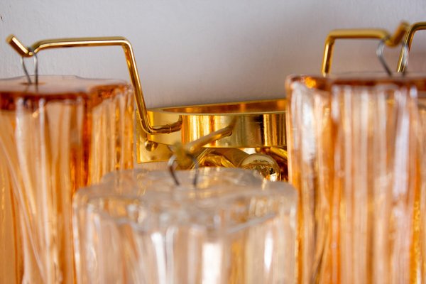 Mid-Century Amber and Clear Murano Glass Sconce, Set of 2-MBH-1032474