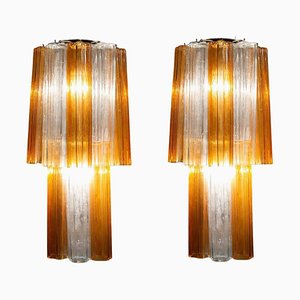 Mid-Century Amber and Clear Murano Glass Sconce-MBH-1032370