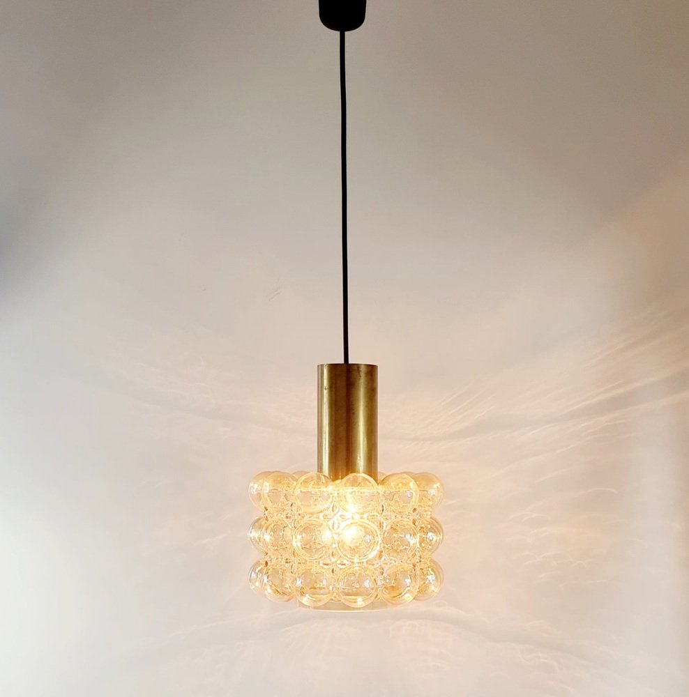 Mid-Century Amber Bubble Glass Ceiling Light by Helena Tynell for Limburg, 1960s