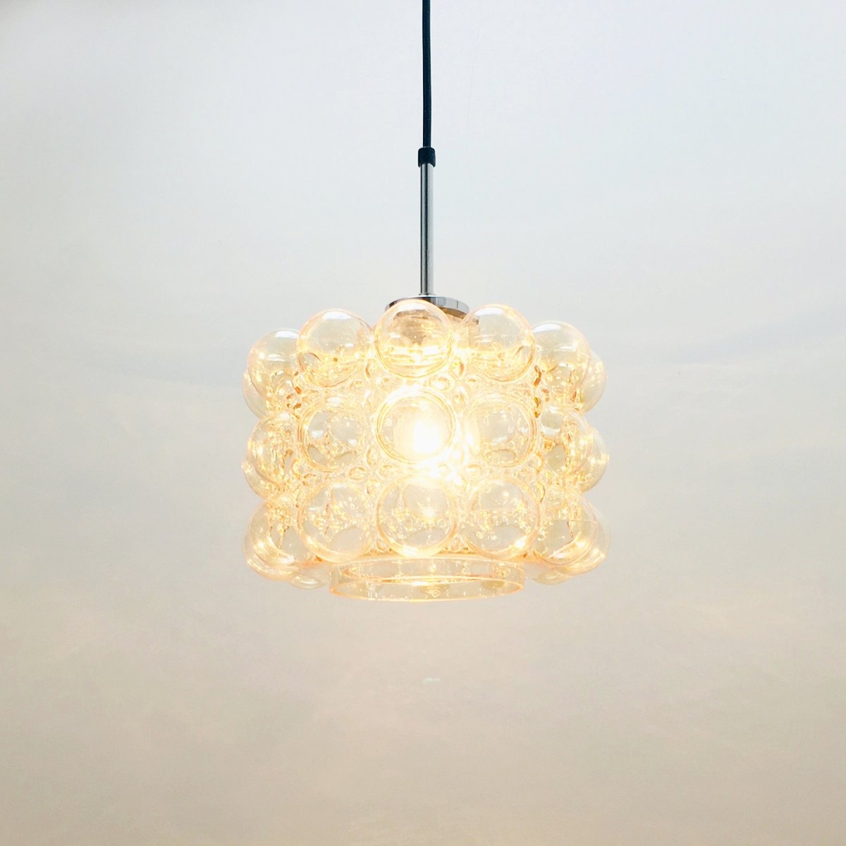 Mid-Century Amber Bubble Glass Ceiling Light by Helena Tynell for Limburg, 1960s