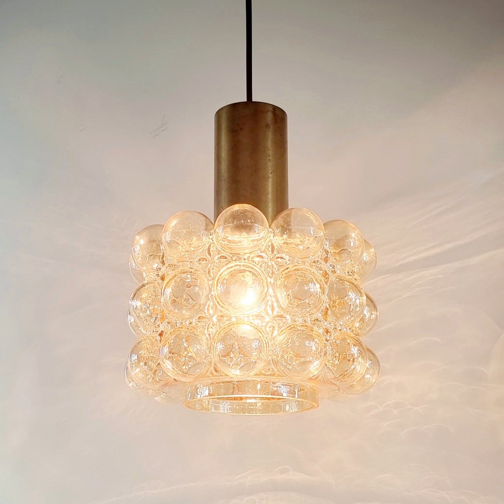 Mid-Century Amber Bubble Glass Ceiling Light by Helena Tynell for Limburg, 1960s