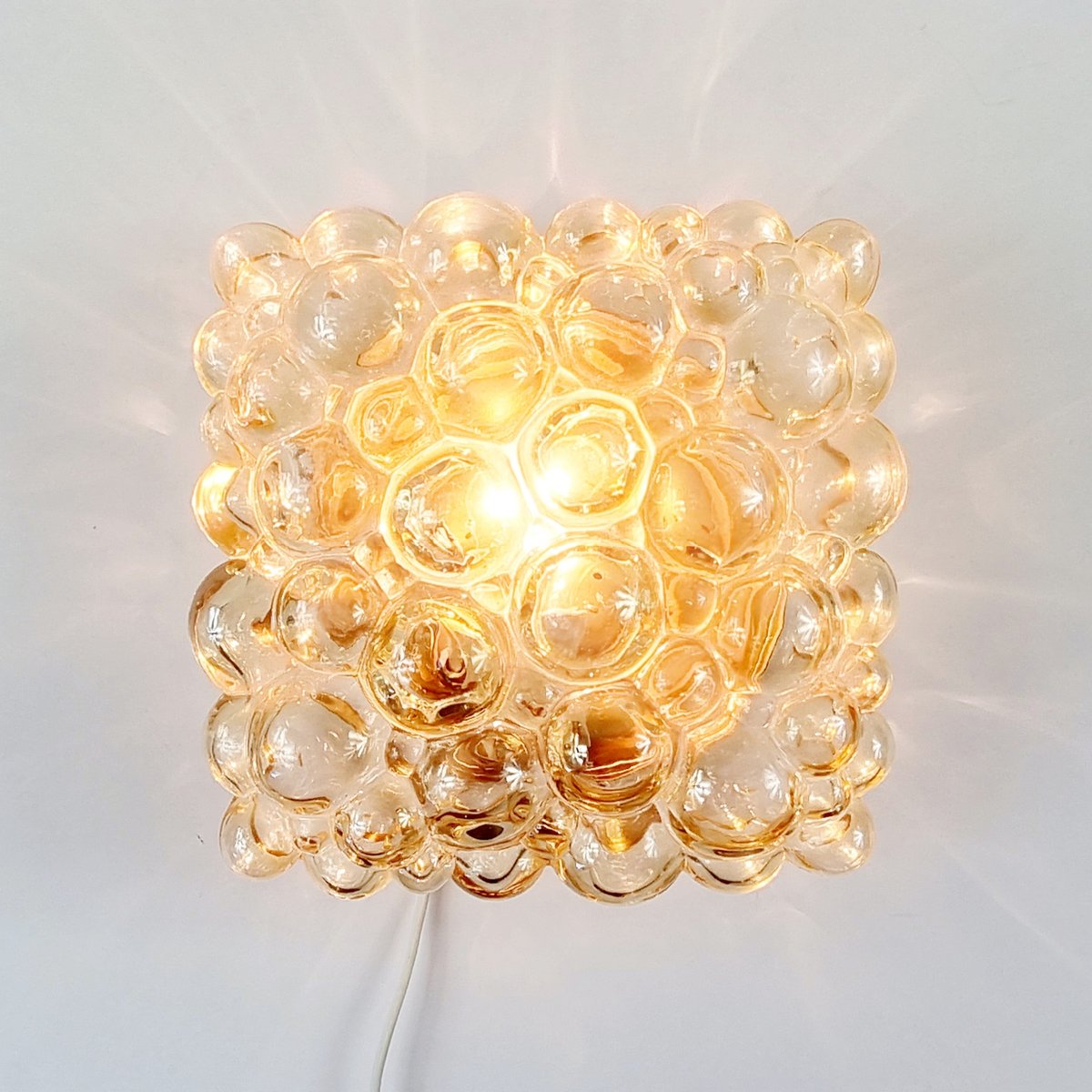 Mid-Century Amber Bubble Glass Flush Mount attributed to Helena Tynell for Limburg, 1970s