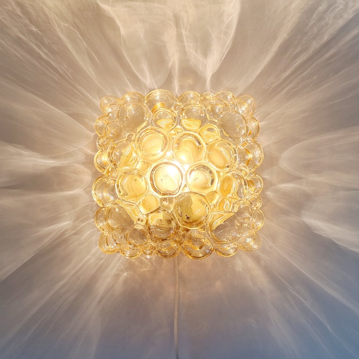 Mid-Century Amber Bubble Glass Flush Mount attributed to Helena Tynell for Limburg, 1970s