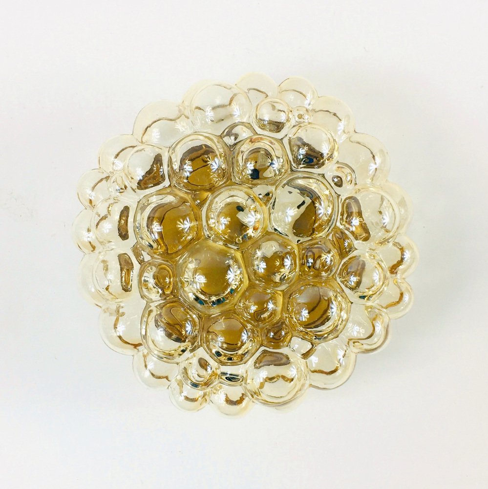 Mid-Century Amber Bubble Glass Flush Mount by Helena Tynell for Limburg, 1960s