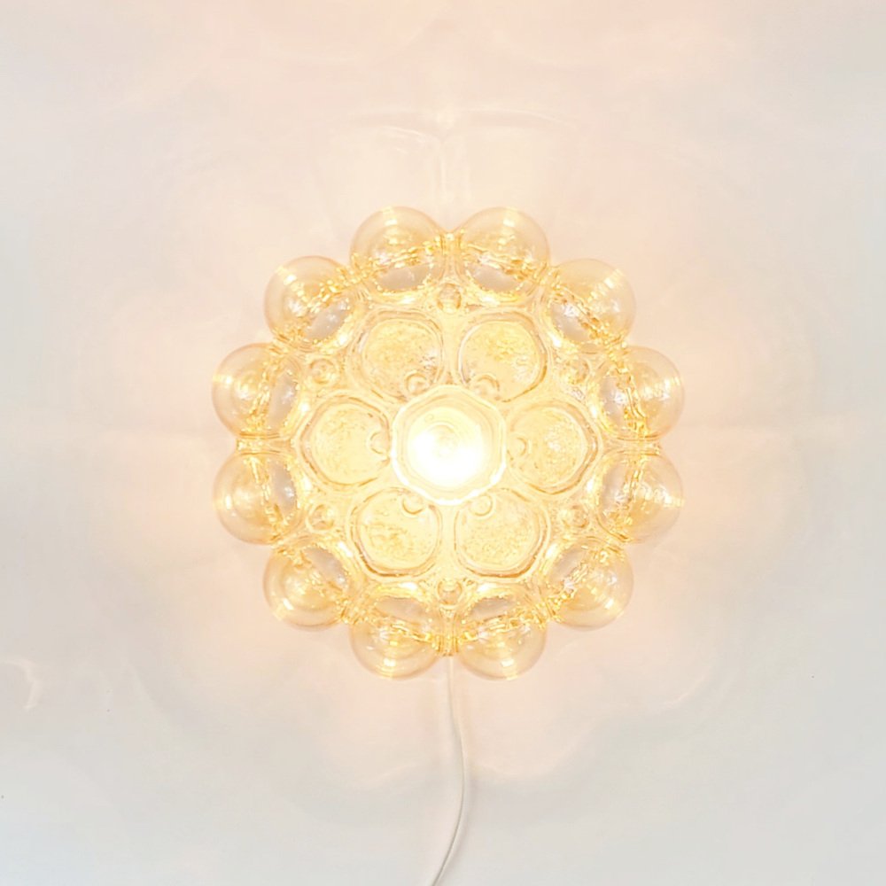 Mid-Century Amber Bubble Glass Flush Mount by Helena Tynell for Limburg, Germany, 1960s