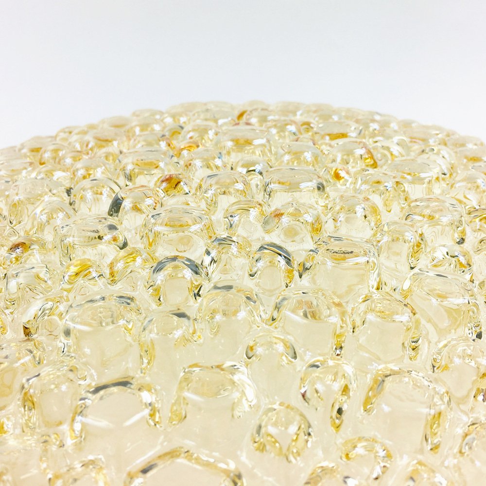 Mid-Century Amber Bubble Glass Flush Mount by Helena Tynell for Limburg, Germany, 1970s