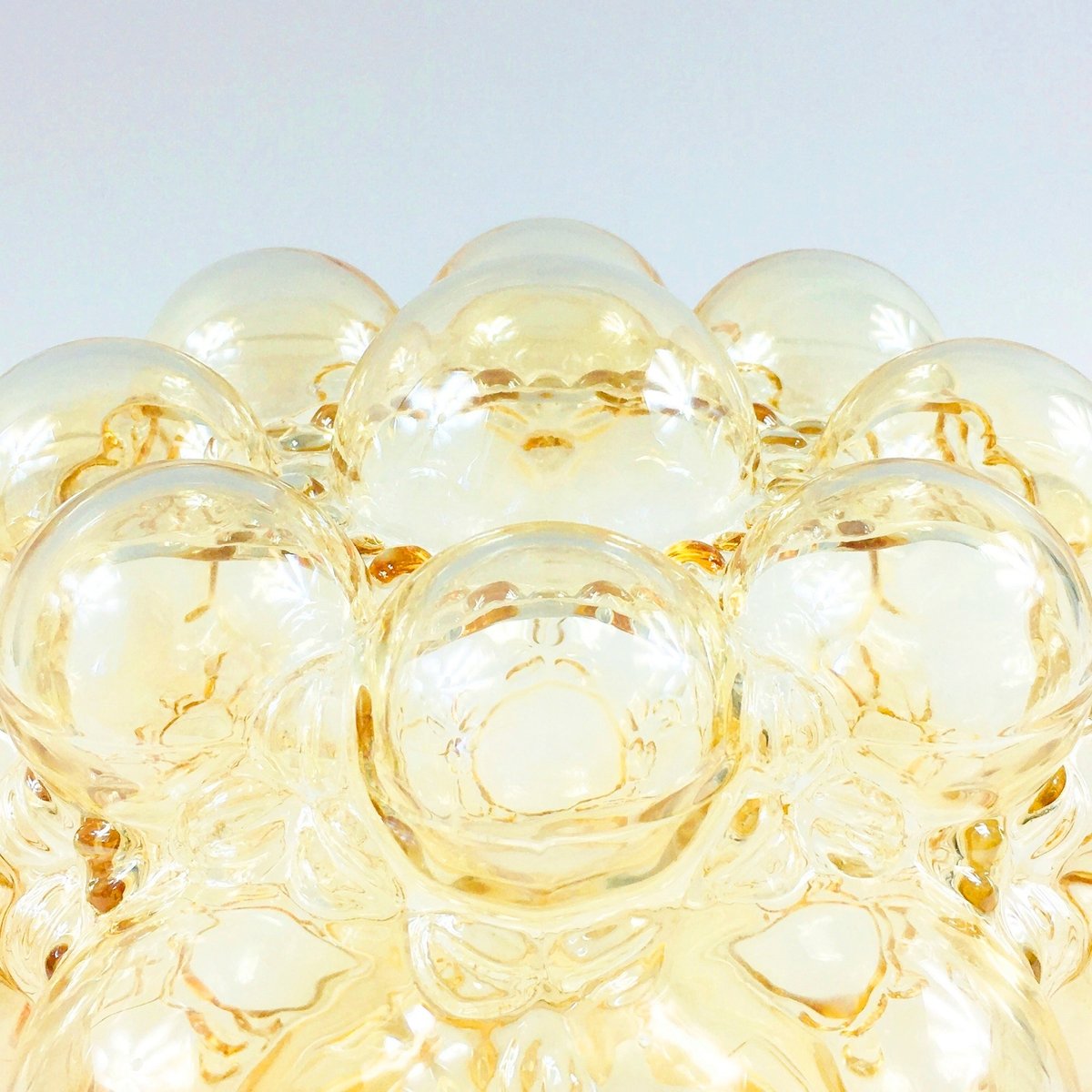 Mid-Century Amber Bubble Glass Flush Mount by Helena Tynell for Limburg, Germany, 1970s