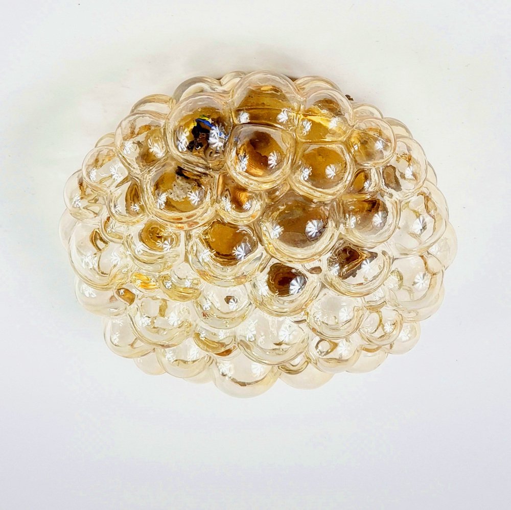 Mid-Century Amber Bubble Glass Flush Mount/Ceiling Light attributed to Helena Tynell for Limburg, Germany, 1960s