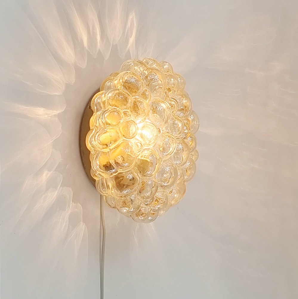 Mid-Century Amber Bubble Glass Flush Mount/Ceiling Light attributed to Helena Tynell for Limburg, Germany, 1960s